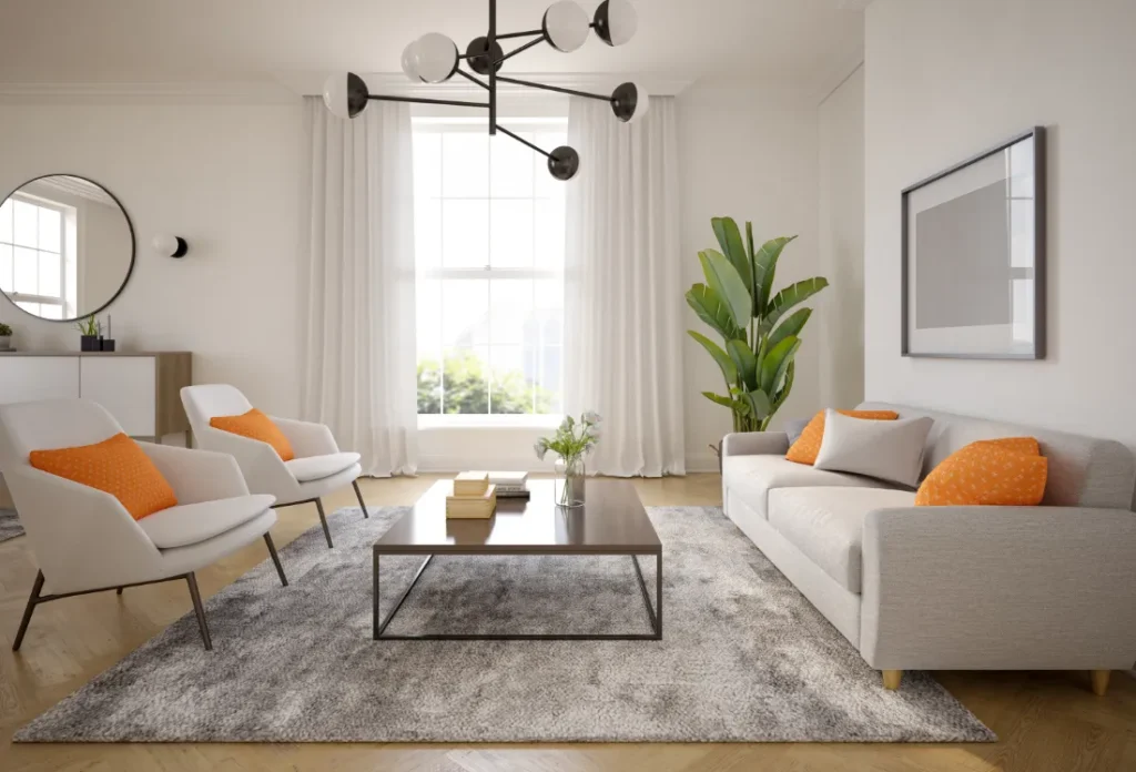 salon z wykonanym homestaging